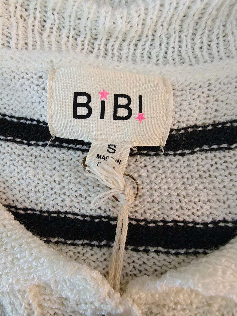 BiB! Striped Knit Cardigan Size S Short Sleeves Oversized NWT - Picture 5 of 5
